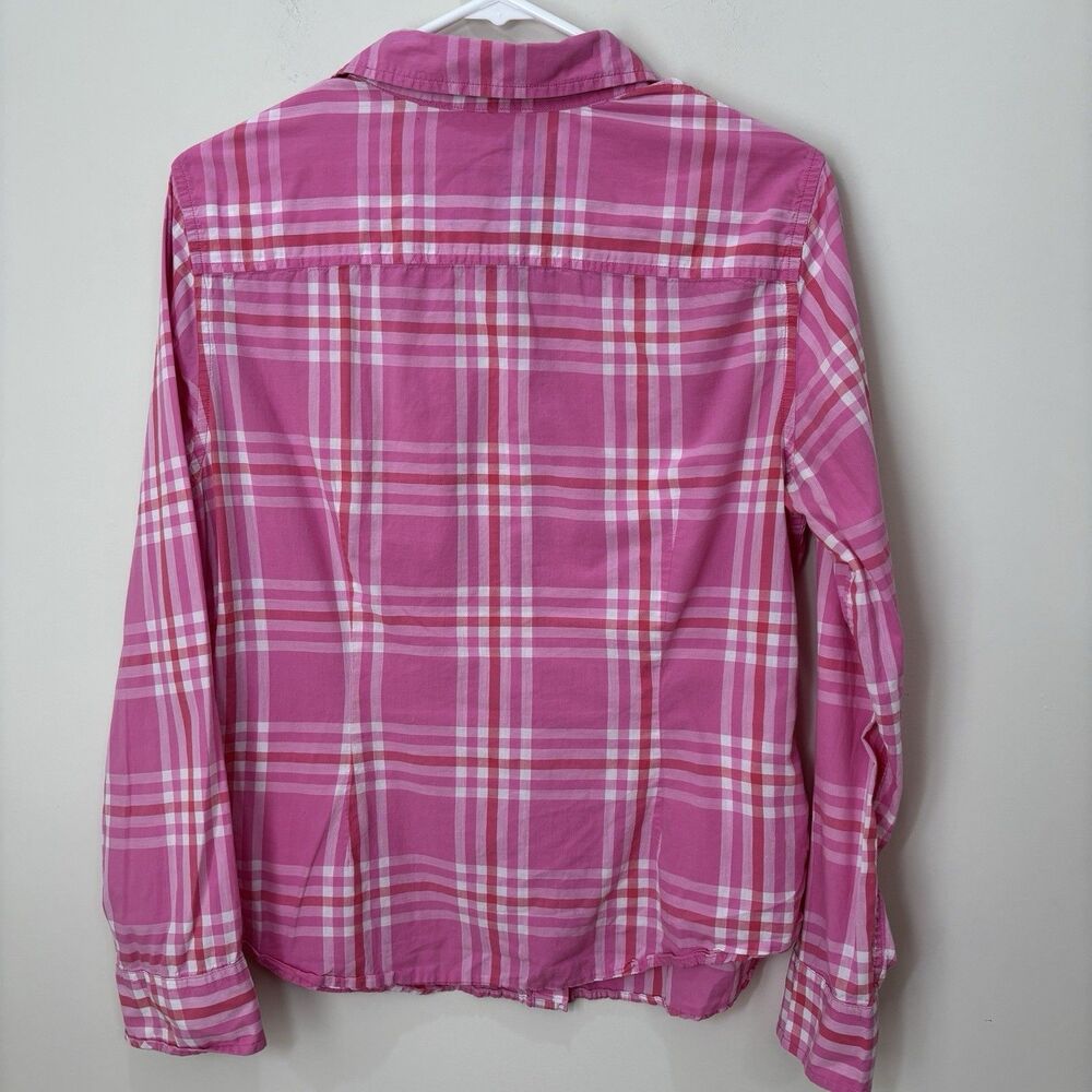 J McLaughlin Women Plaid Pink Button Up Shirt sz 10 Preppy Barbie Classic FLAW - Picture 4 of 7